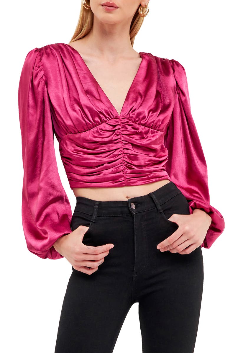 Endless Rose Ruched Satin Crop Top, Alternate, color, 