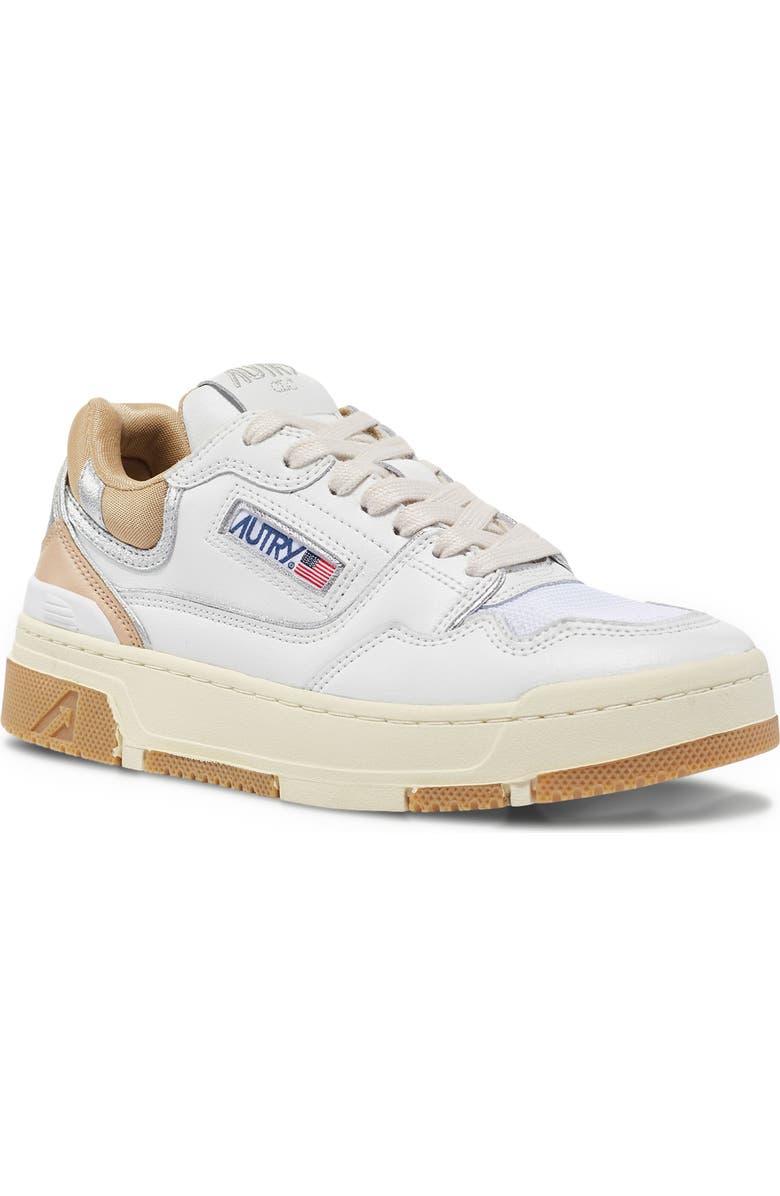 AUTRY CLC Mixed Media Low Top Sneaker, Main, color, White/Silver/Ginger
