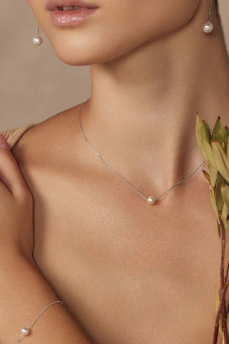 Sterling Silver 18k Gold Plated Abby Pearl Necklace & Bracelet Set Modern, Alternate, color, Silver