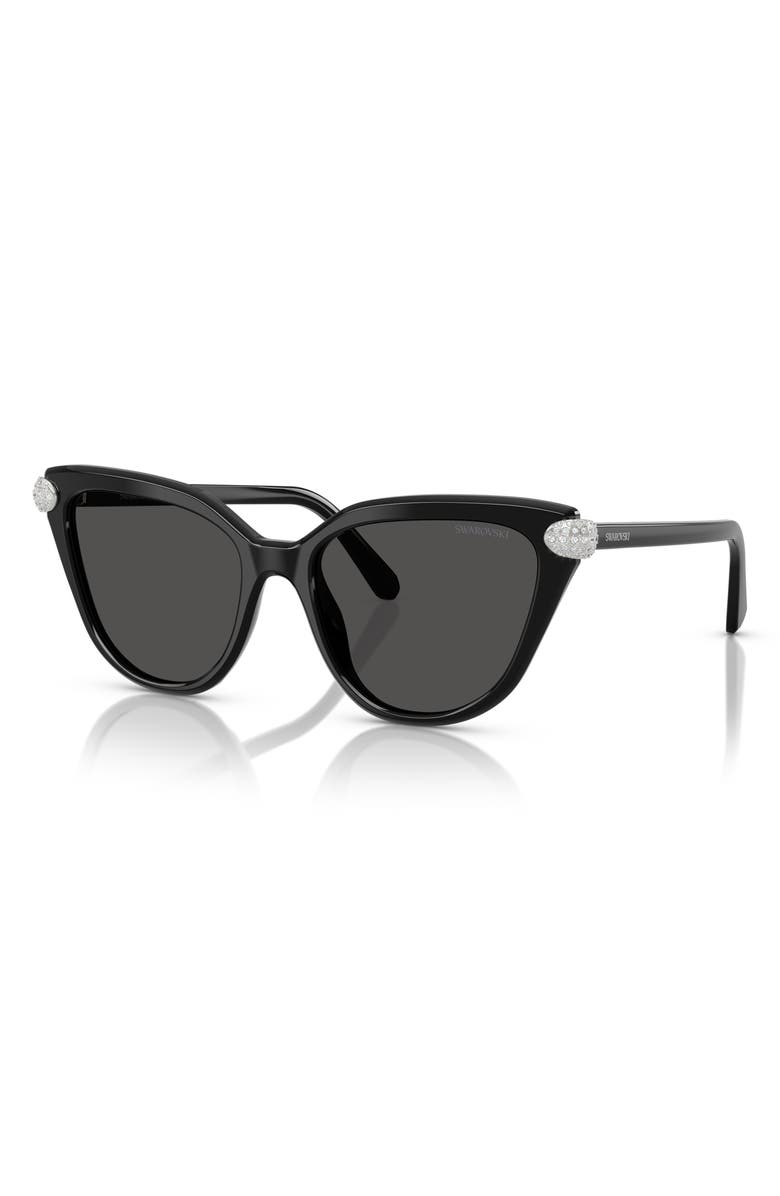 Swarovski 56mm Cat Eye Sunglasses, Alternate, color, Black/ Dark Grey