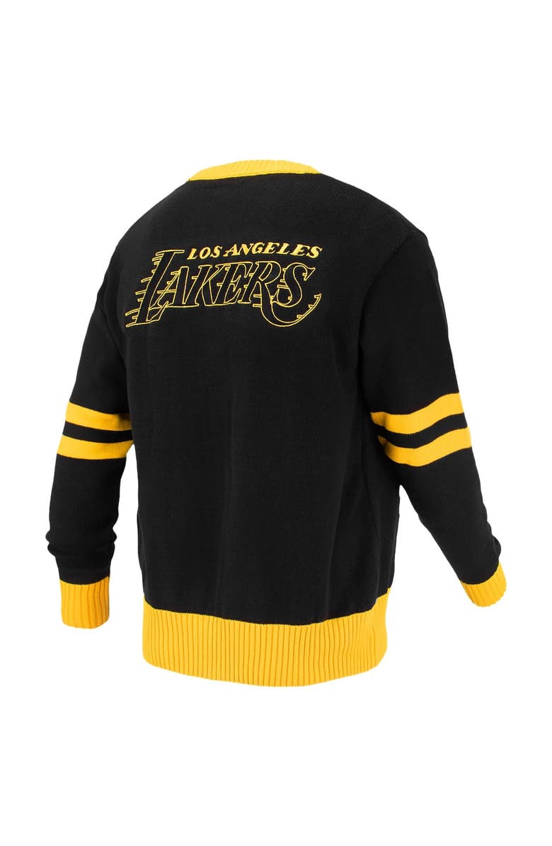 FISLL Unisex FISLL Black Los Angeles Lakers Logoman Shadow Collection Full-Button Cardigan Sweater, Alternate, color, Black