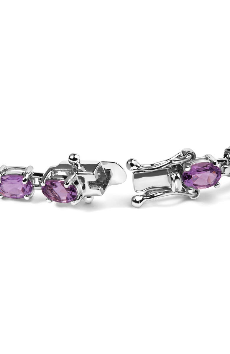 Haus of Brilliance .925 Sterling Silver 8 1/2 Cttw Oval Shaped Purple Amethyst Link Bracelet, Alternate, color, White