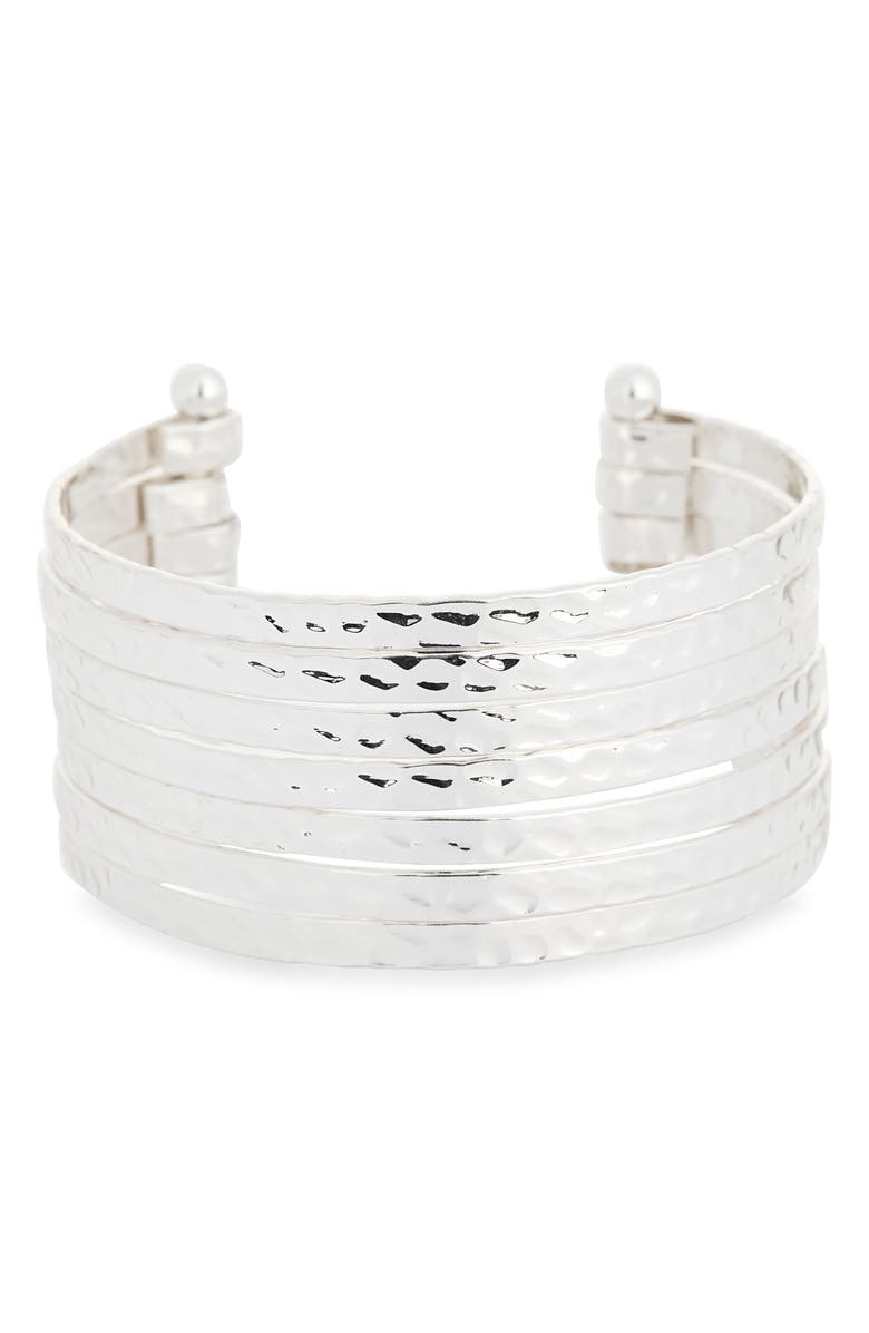 NORDSTROM RACK Multi Row Cuff Bracelet, Main, color, Silver