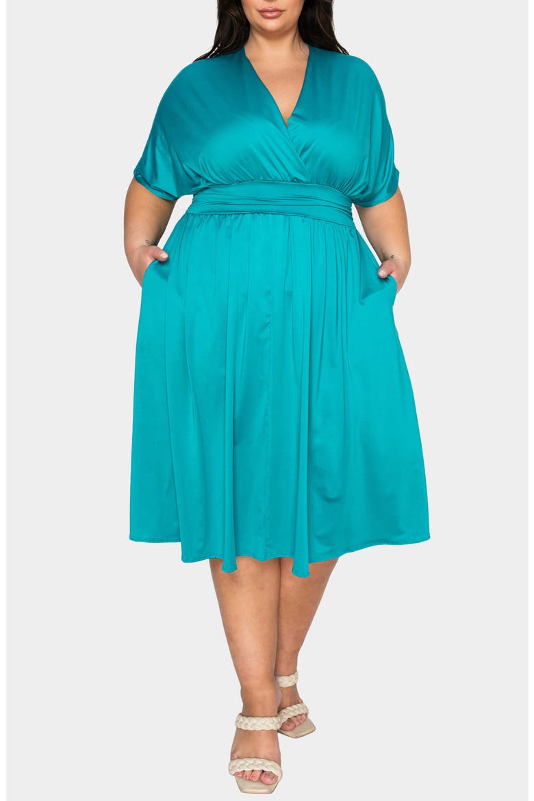 Cyra Empire Waist Midi Dress, Main, color, JADE
