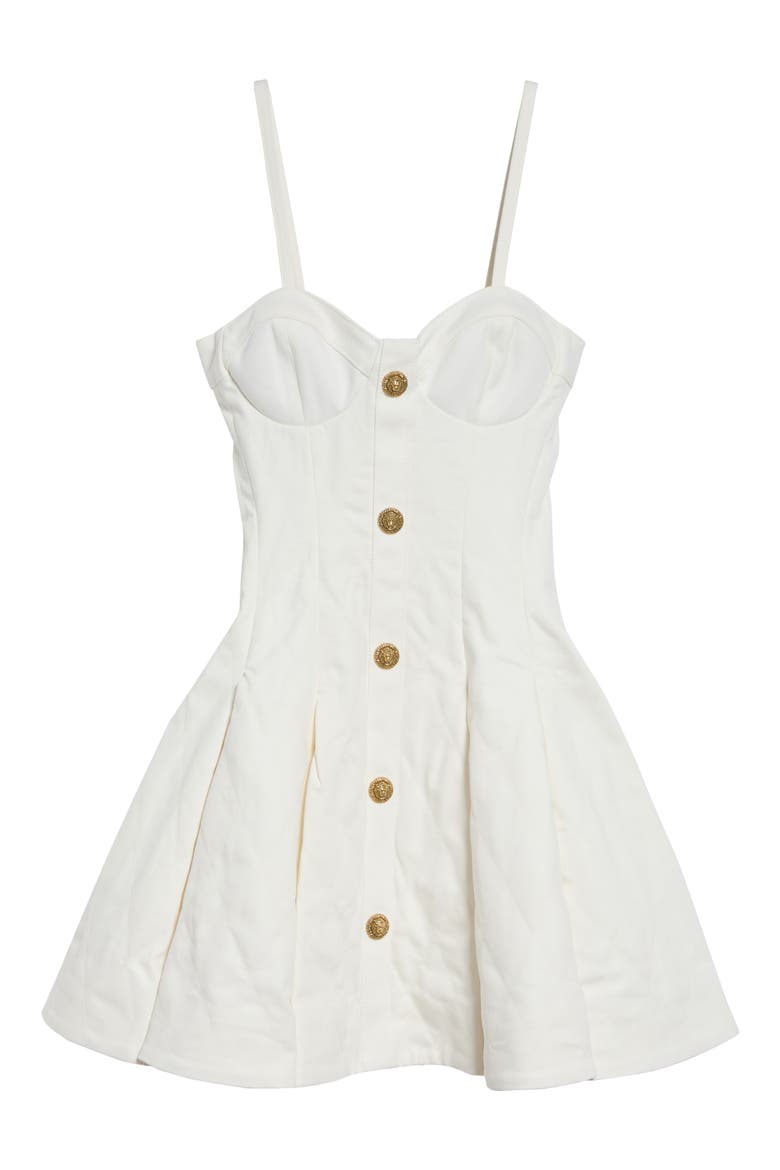 Quilted Denim Bustier Skater Minidress, Main, color, OFF WHITE