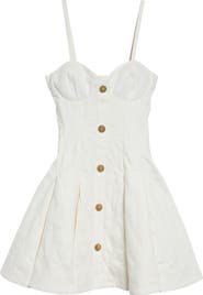 Balmain Quilted Denim Bustier Skater Minidress