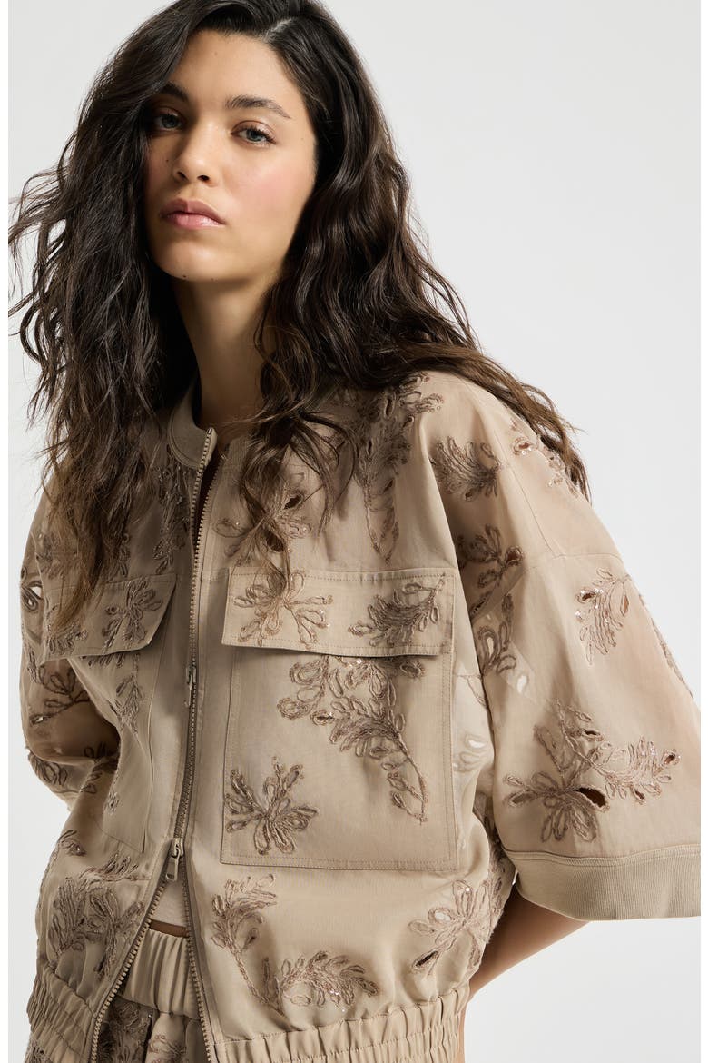 Outerwear with dazzling broderie anglaise, Alternate, color, Espresso