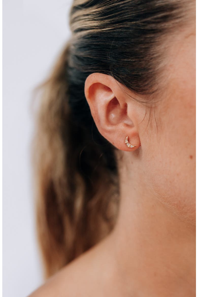 Moon Crescent Mismatched Stud Earrings, Alternate, color, YELLOW GOLD