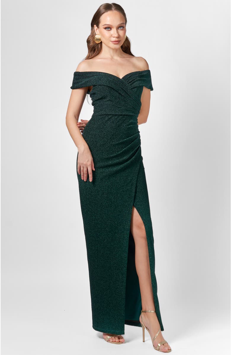 Bariano Zimi Off Shoulder Maxi, Alternate, color, Emerald