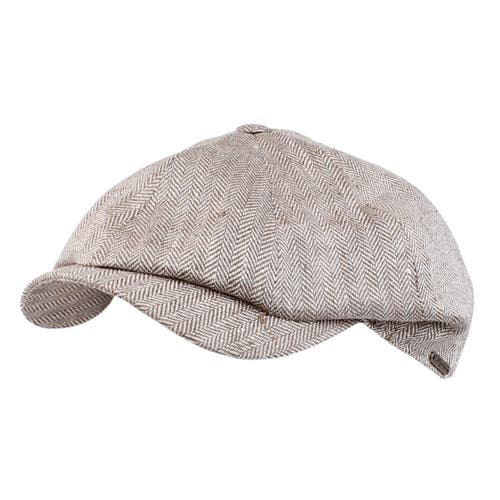 Wigens Linen Herringbone Newsboy Cap