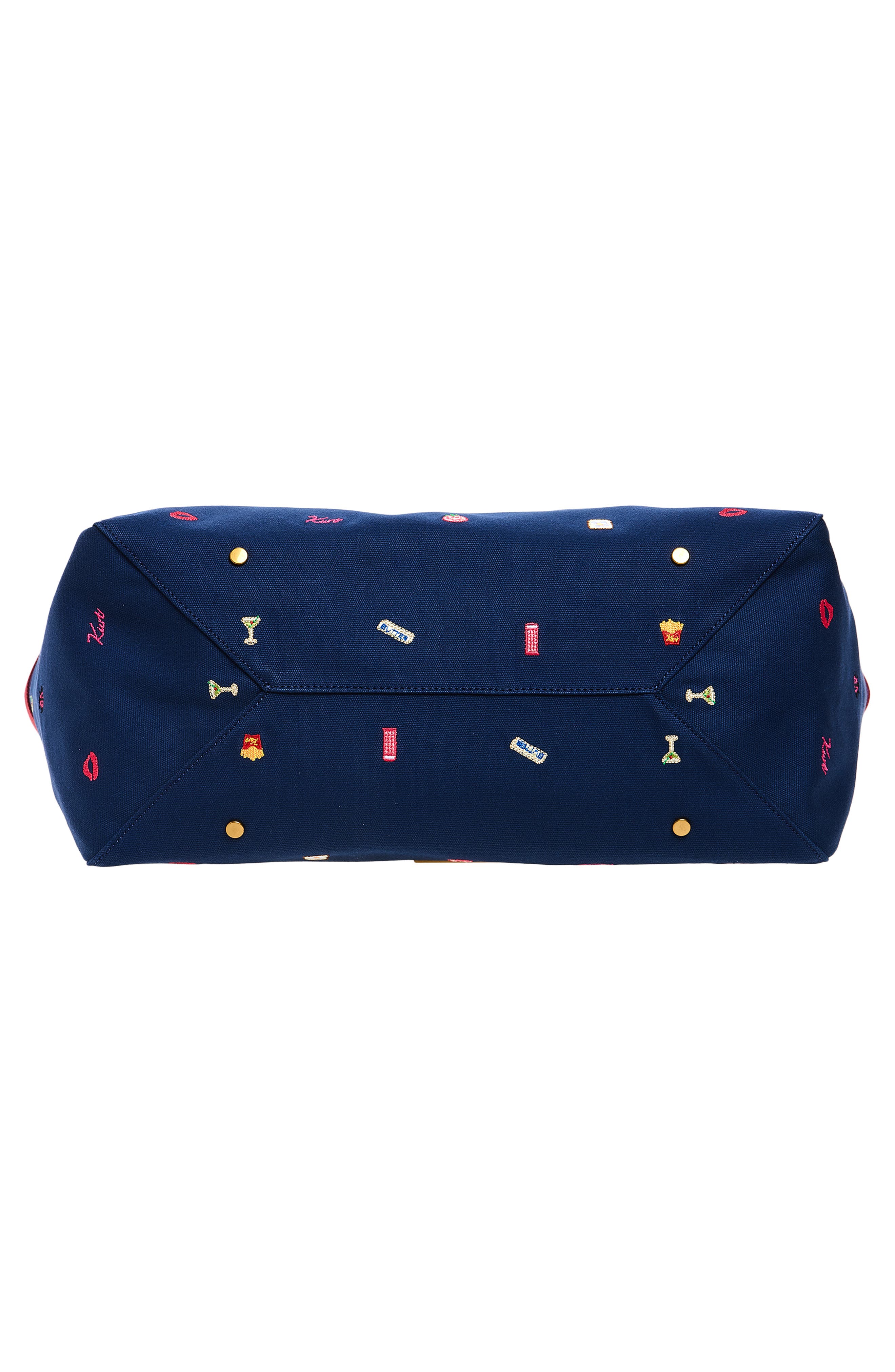 Kurt Geiger London Sloane Embroidered Canvas Shopper Bag, Alternate, color, Dark Blue