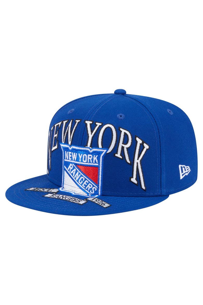 Men's New Era Blue New York Rangers Oversized Vintage Arch 59Fifty Fitted Hat, Main, color, Blue