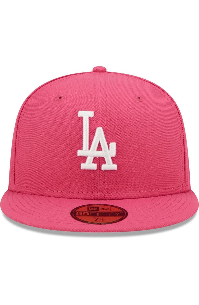 New Era Men's New Era Beetroot Los Angeles Dodgers Logo 59FIFTY Fitted Hat, Alternate, color, 