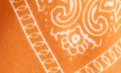 Ellian Paisley Print Satin Square Scarf In Orange