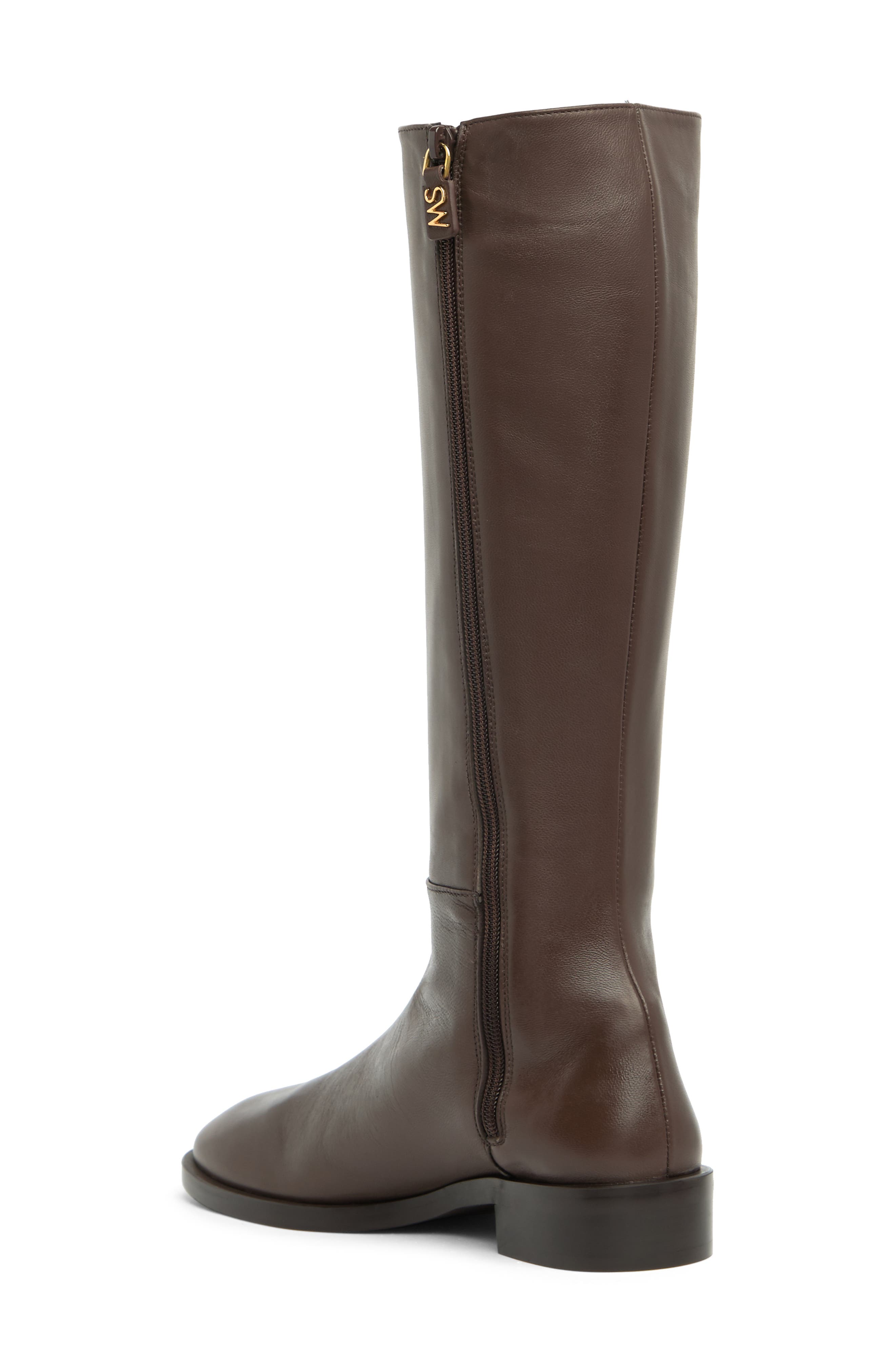 Stuart Weitzman Keelan Zip Leather Boot, Alternate, color, Walnut