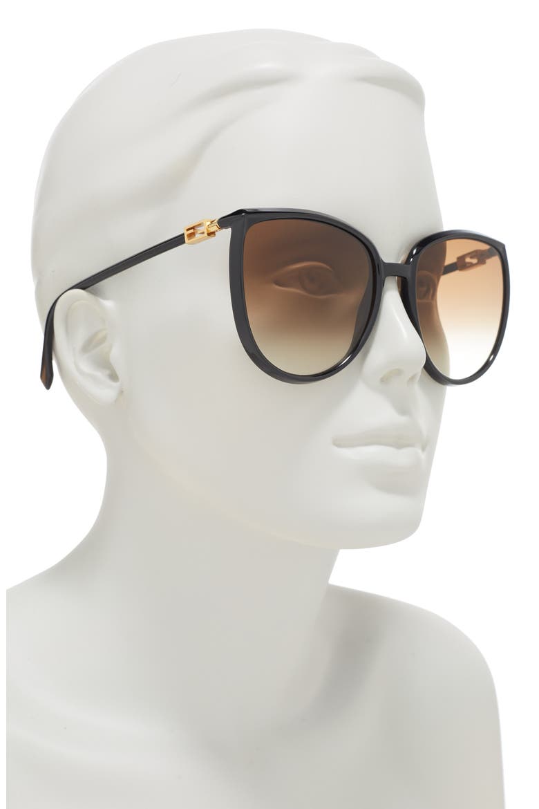 59mm Oversized Sunglasses, Alternate, color, BLACK / BROWN GRADIENT