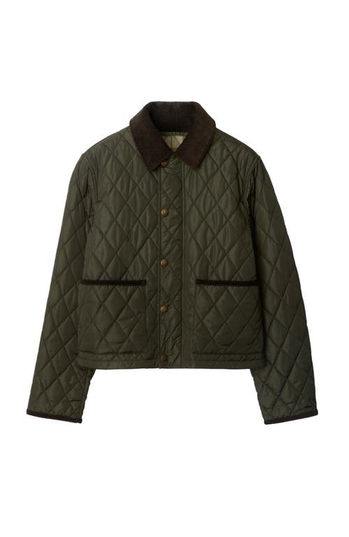 Shop Burberry Cropped Quilted Nylon Jacket In Shale/brush