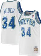 Mitchell & Ness Men's Mitchell & Ness Isaiah Rider White Minnesota Timberwolves 1995/96 Hardwood Classics Swingman Jersey