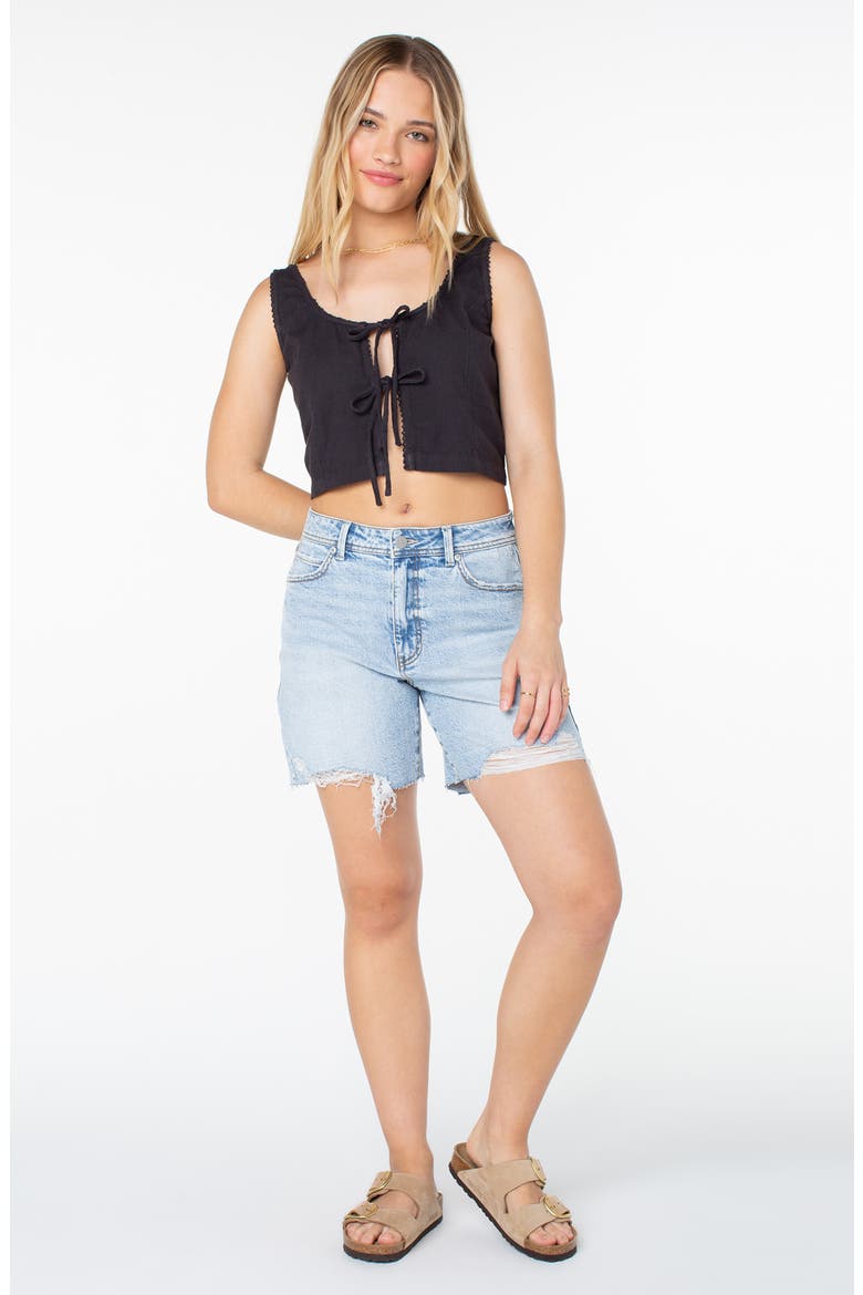 Kayla Sleeveless Cotton Tie Front Top, Alternate, color, PHANTOM SOLID