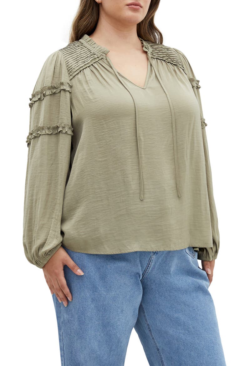 Drama Queen Ruffle Top, Alternate, color, SAGE