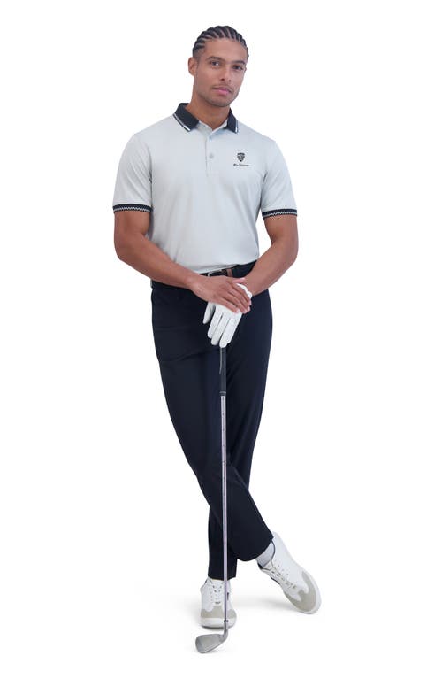 Ben Sherman Checker Rib Air Piquè Golf Polo In Gray