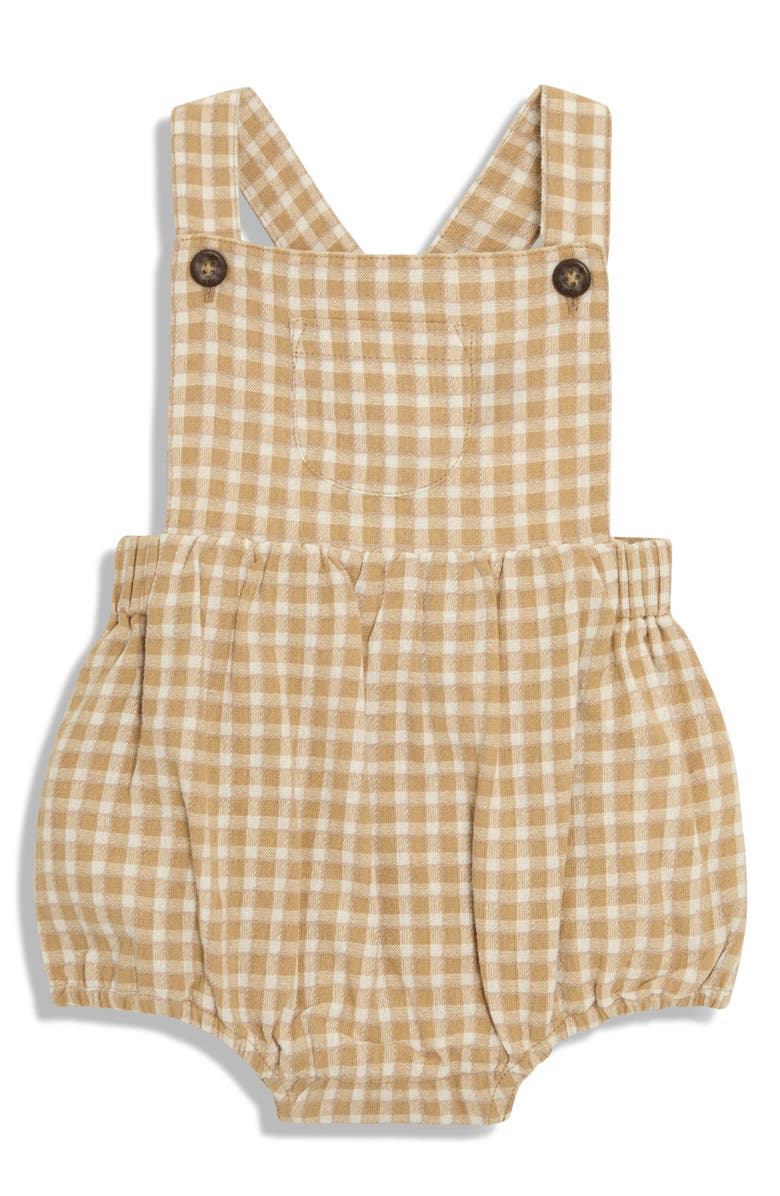 JOJO MAMAN BEBE Stripe Cotton Shirt, Romper & Hat Set, Alternate, color, Brown