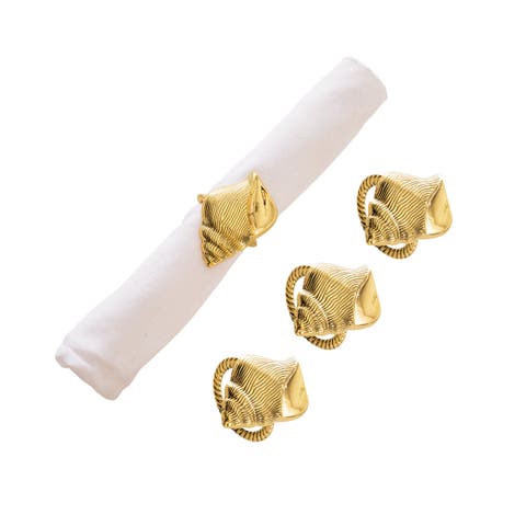 Gold Conch Shell Napkin Rings Set of 4