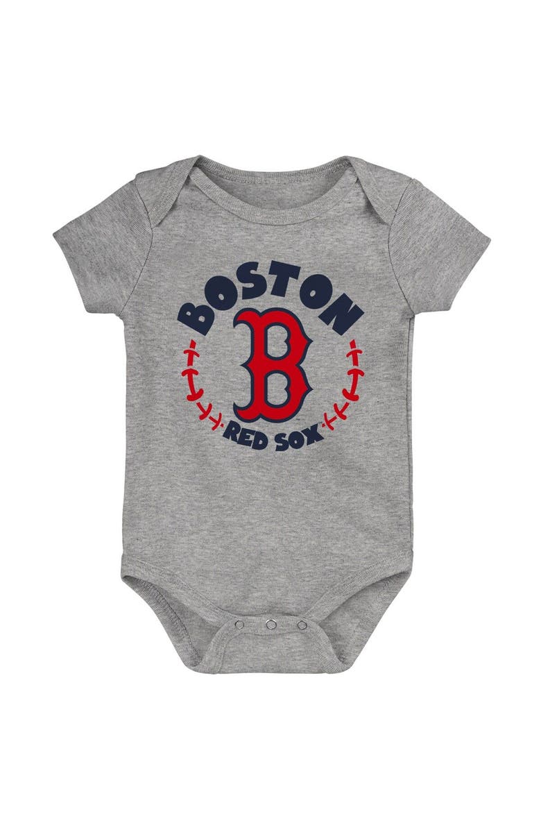 Outerstuff Infant Red/White/Heather Gray Boston Red Sox Biggest Little Fan 3-Pack Bodysuit Set, Alternate, color, Red