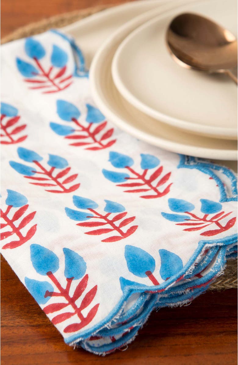 Mela Artisans Meadow Handblocked Napkin Set, Alternate, color, White