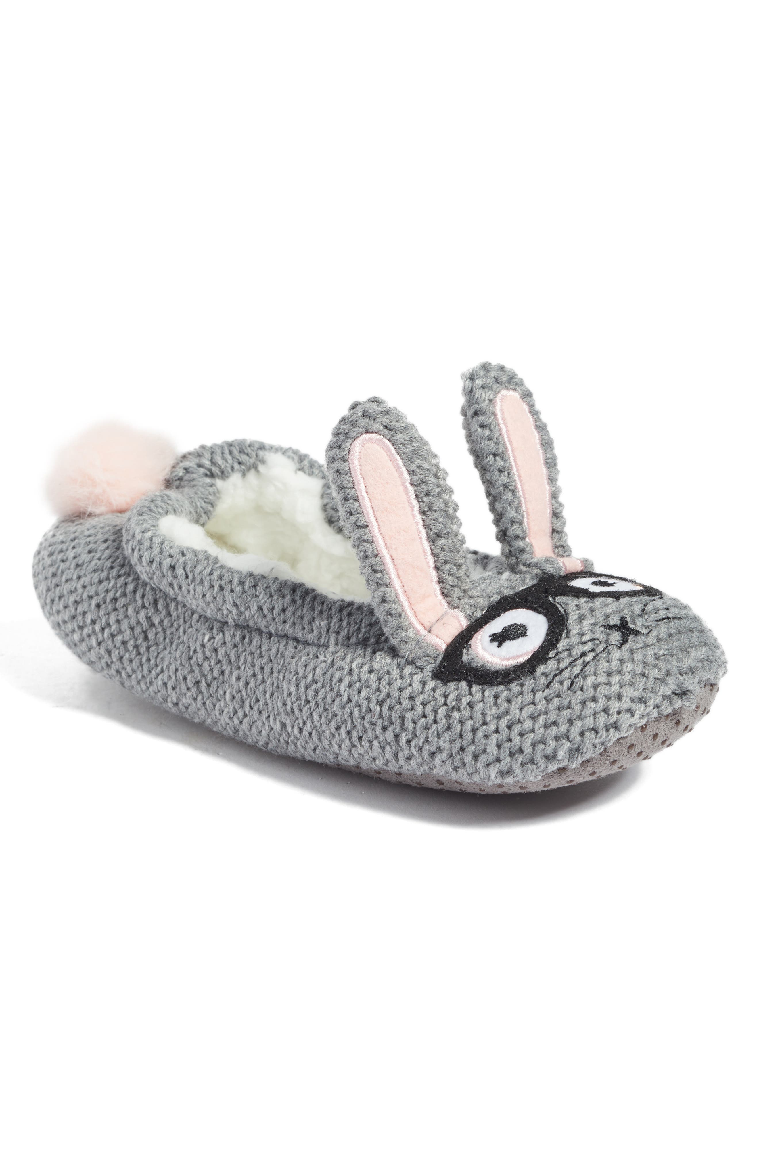 'Critter' Slipper, Main, color, GREY BUNNY