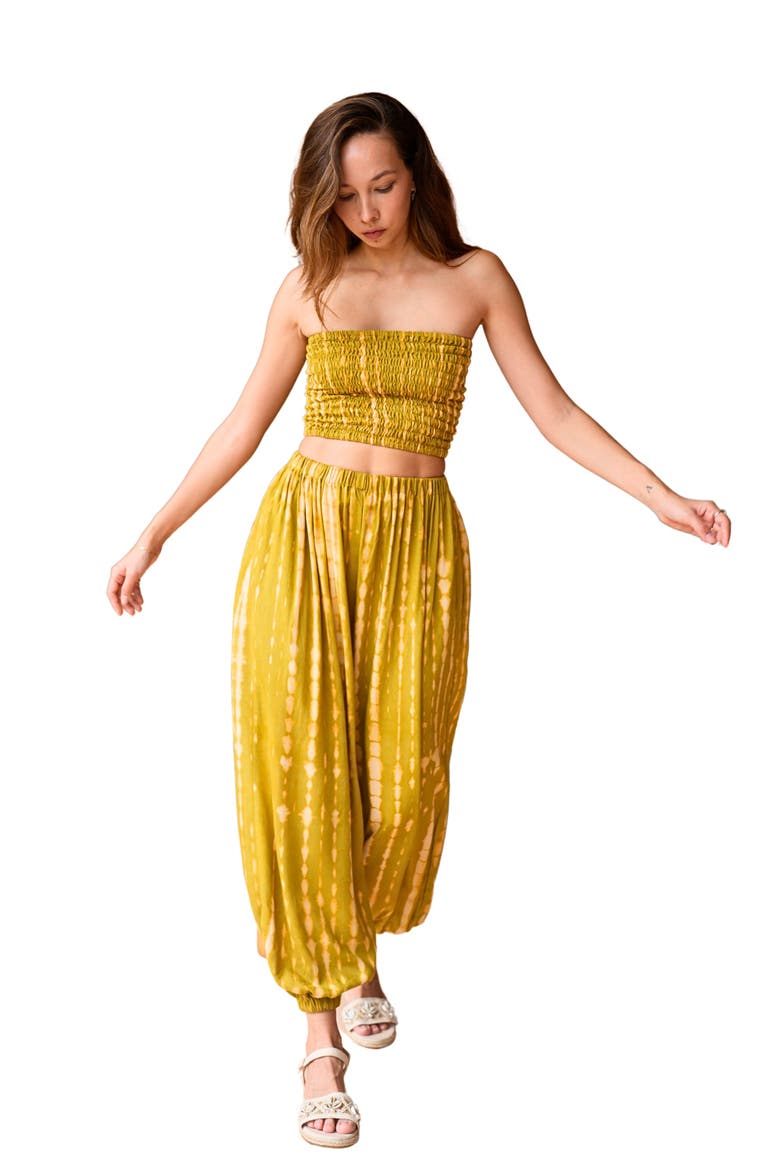 Jane Balloon Pants With Matching Tube Top Set, Main, color, Lemongrass
