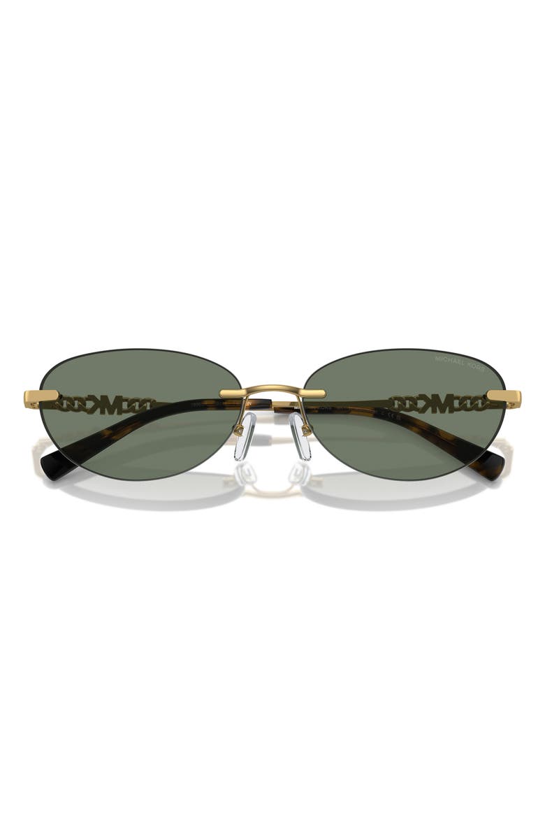 Michael Kors 58mm Manchester Rimless Oval Sunglasses, Alternate, color, Green Solid / Green Solid
