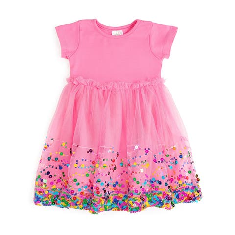 Raspberry Confetti Short Sleeve Tutu Dress (Toddler, Little Kid & Big Kid)
