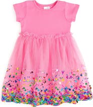 Sweet Wink Raspberry Confetti Short Sleeve Tutu Dress