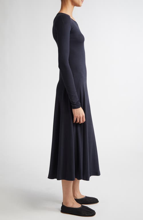 FFORME FFORME JO LONG SLEEVE STRETCH SILK CREPE JERSEY ASYMMETRIC DRESS 