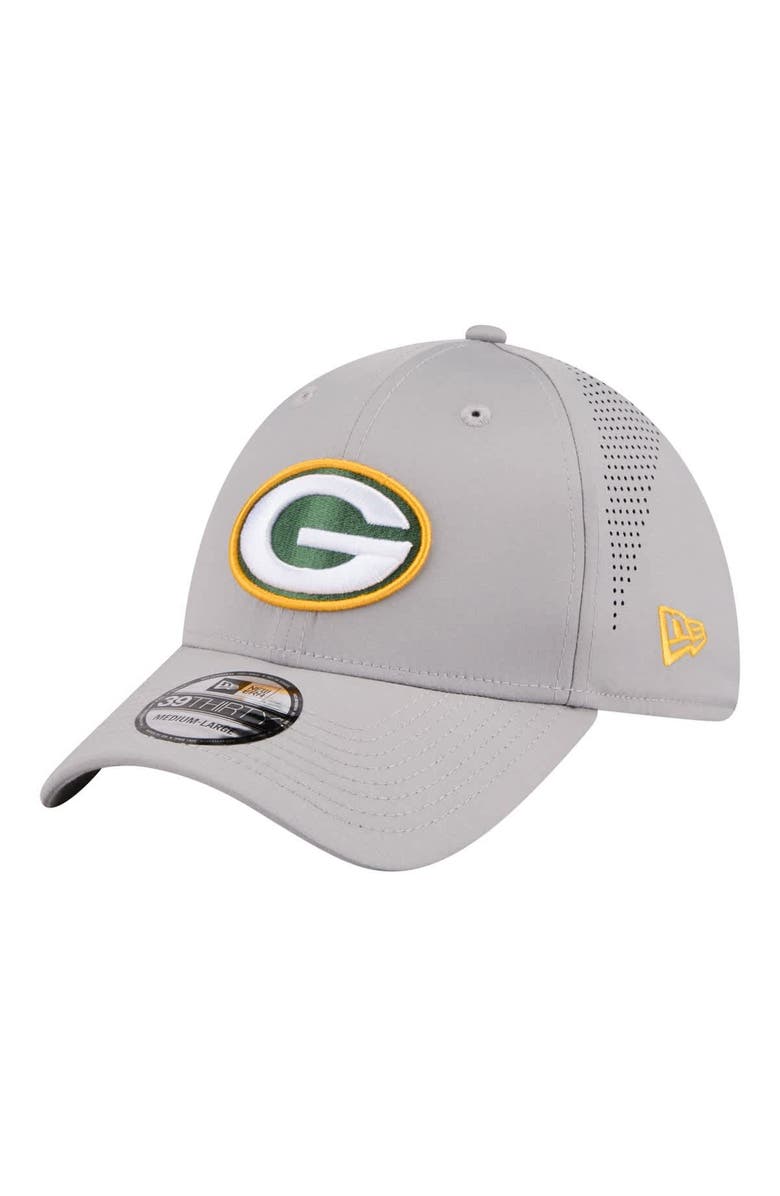New Era Men's New Era Gray Green Bay Packers Perforated 39THIRTY Flex Hat, Main, color, Gray