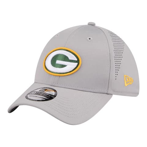 Men's New Era  Gray Green Bay Packers Perforated 39THIRTY Flex Hat