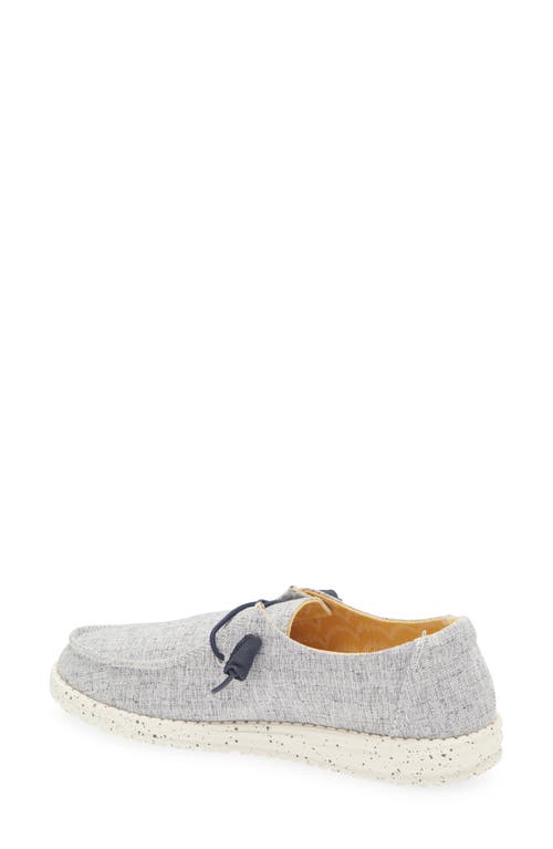 Hey Dude Wendy Chambray Slip-on Moc Toe Shoe In White Blue