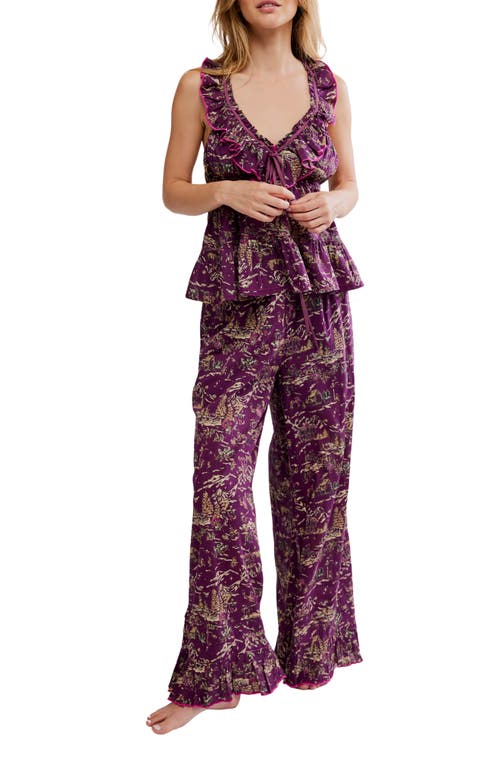 Free People Tangled Lights Printed Pajama Set In Brown