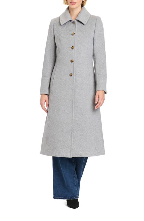 Vince Camuto Wool Blend Coat With Removable Faux Fur Collar And Cuffs In Gray