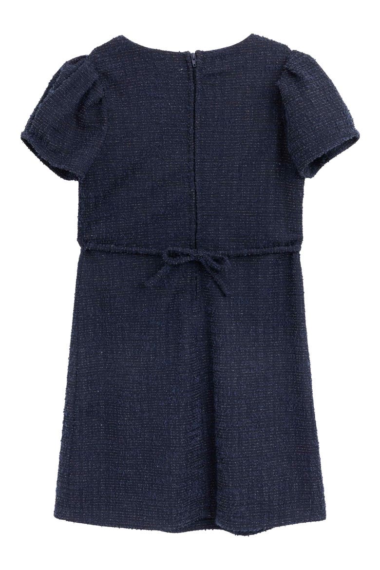Kids' Bow Accent Bouclé Dress, Alternate, color, NAVY