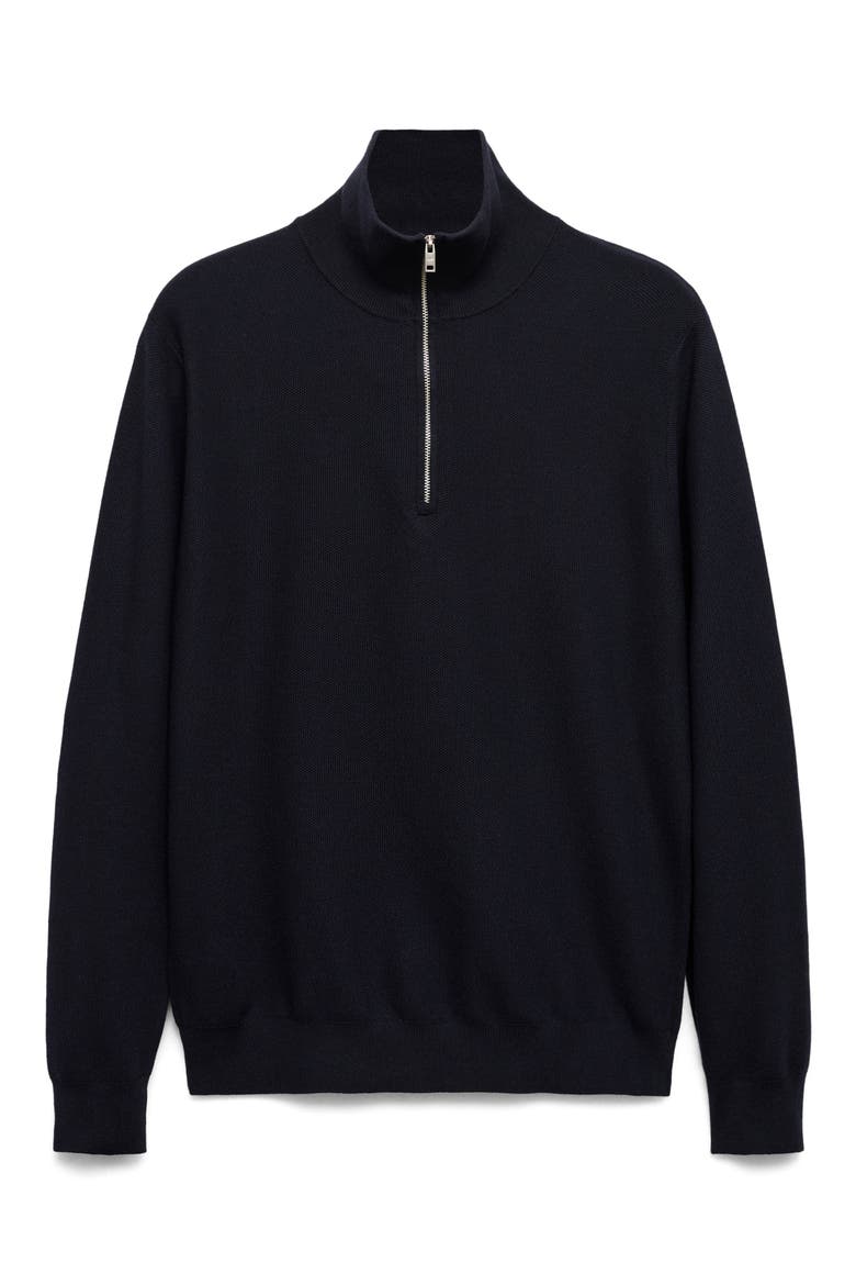 Half Zip Piqué Sweater, Alternate, color, NAVY