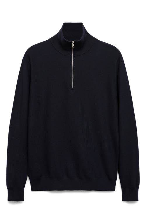 Mango Men's Zipper Collar Microstructure Sweater In Blue