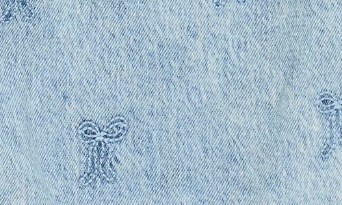 Vero Moda Embroidered Bow Denim Miniskirt In Light Blue Denim