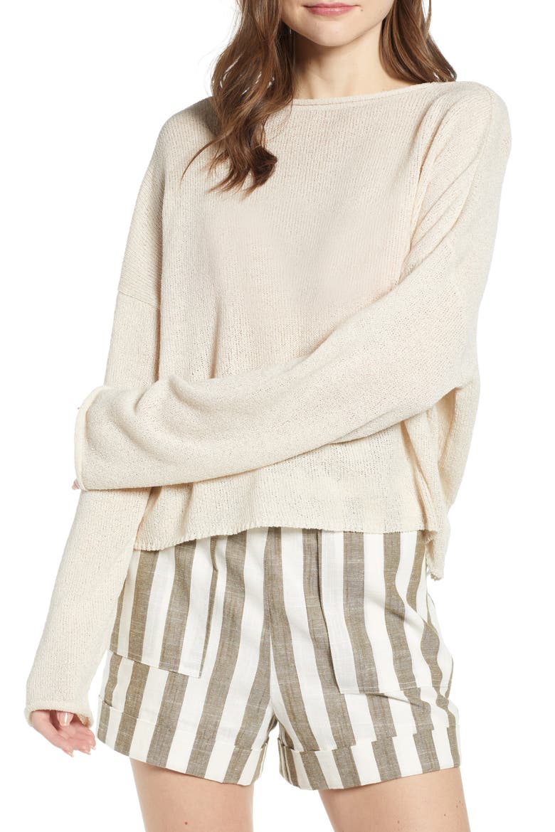 Chriselle Lim Sabine Front/Back Sweater, Alternate, color, NATURAL