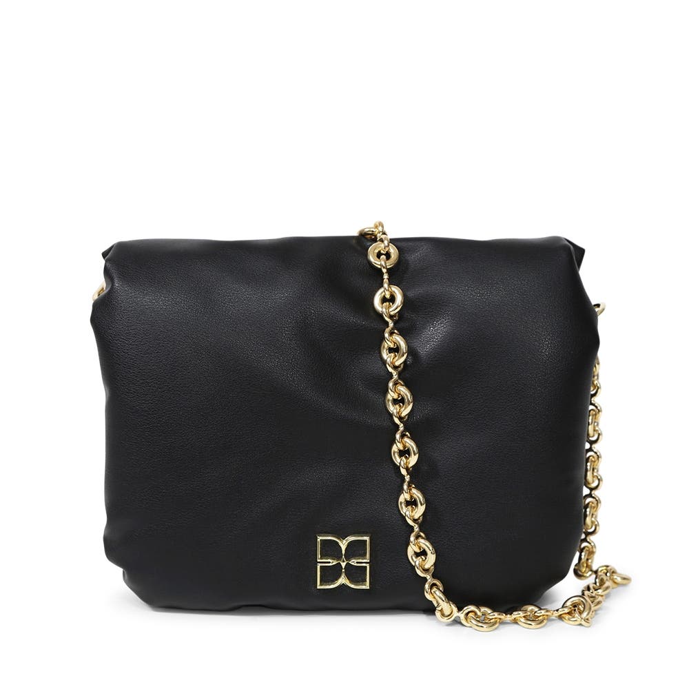 Belle & Bloom Hanging On Pillow Leather Handbag, Main, color, Black