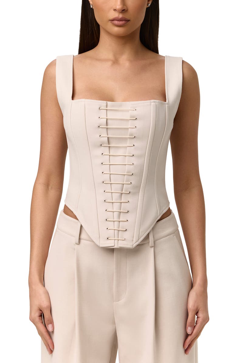 Naked Wardrobe Suiting Corset Top, Main, color, Melange Beige