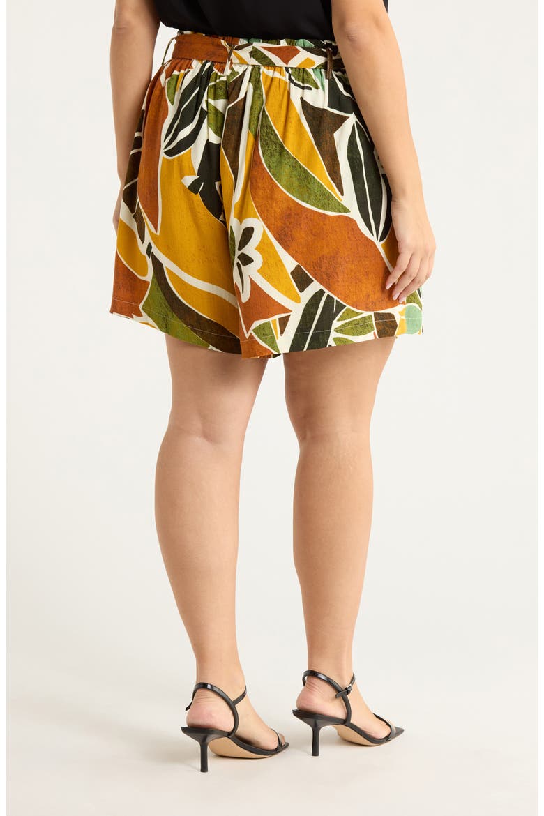 Renia Tropical Wave High Waist Shorts, Alternate, color, BROWN-ORANGE