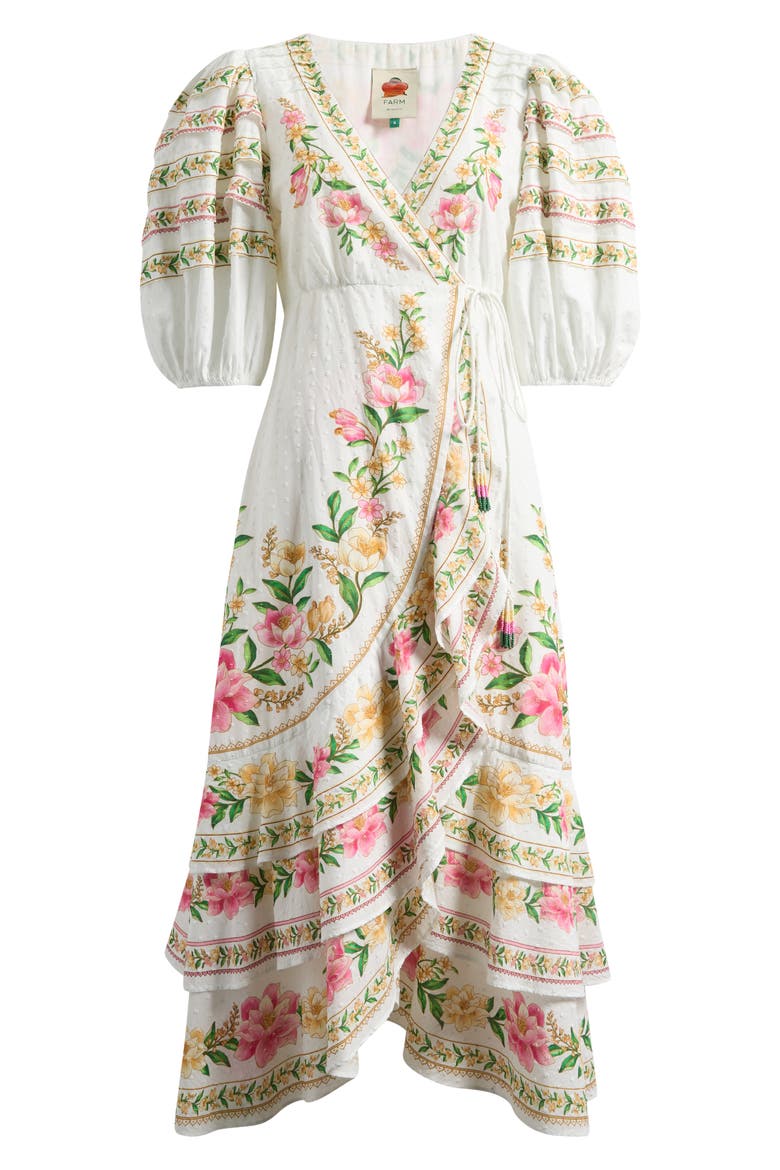 Palm Dream Floral Print Wrap Dress, Alternate, color, OFF-WHITE