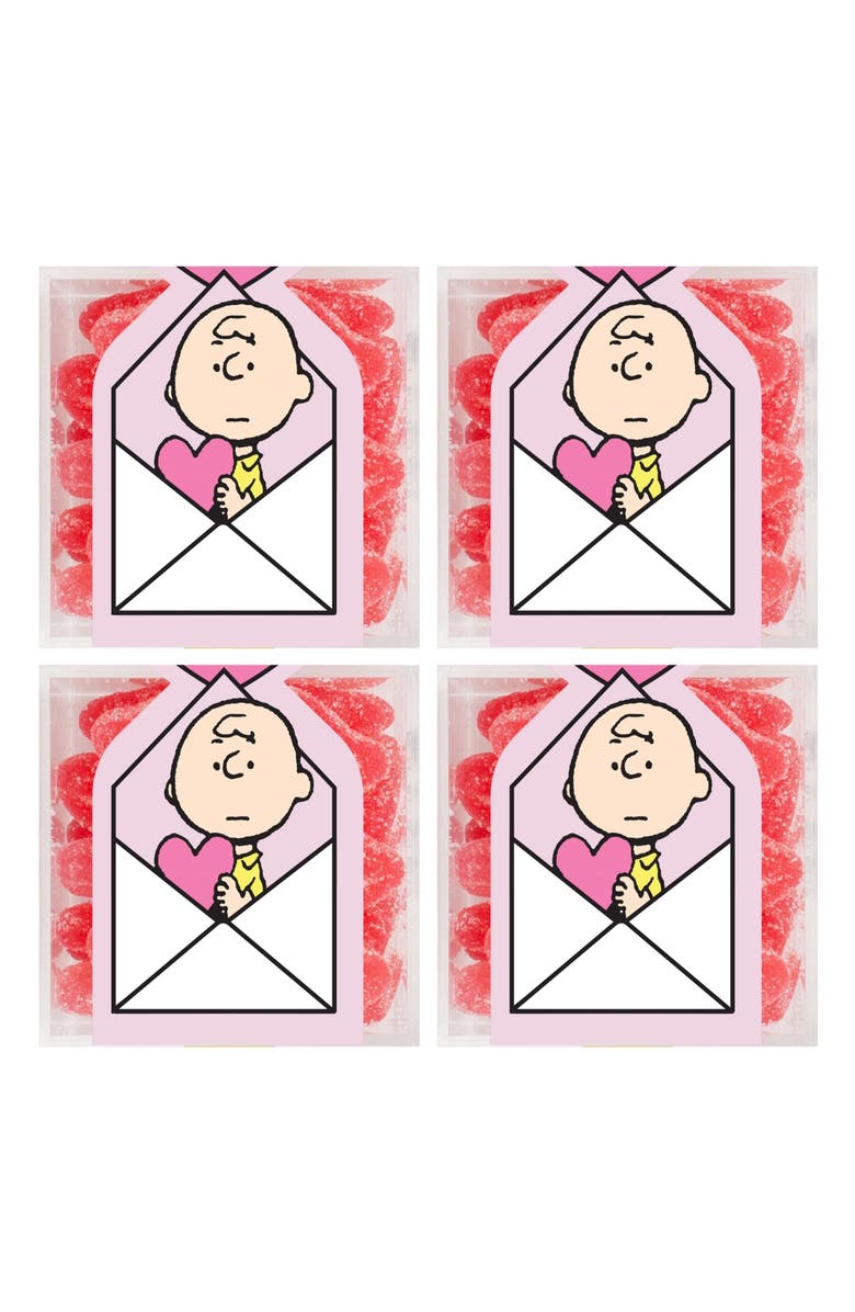 sugarfina x Peanuts<sup>™</sup> Charlie Brown Set of 4 Sugar Lips Candy Cubes, Main, color, 